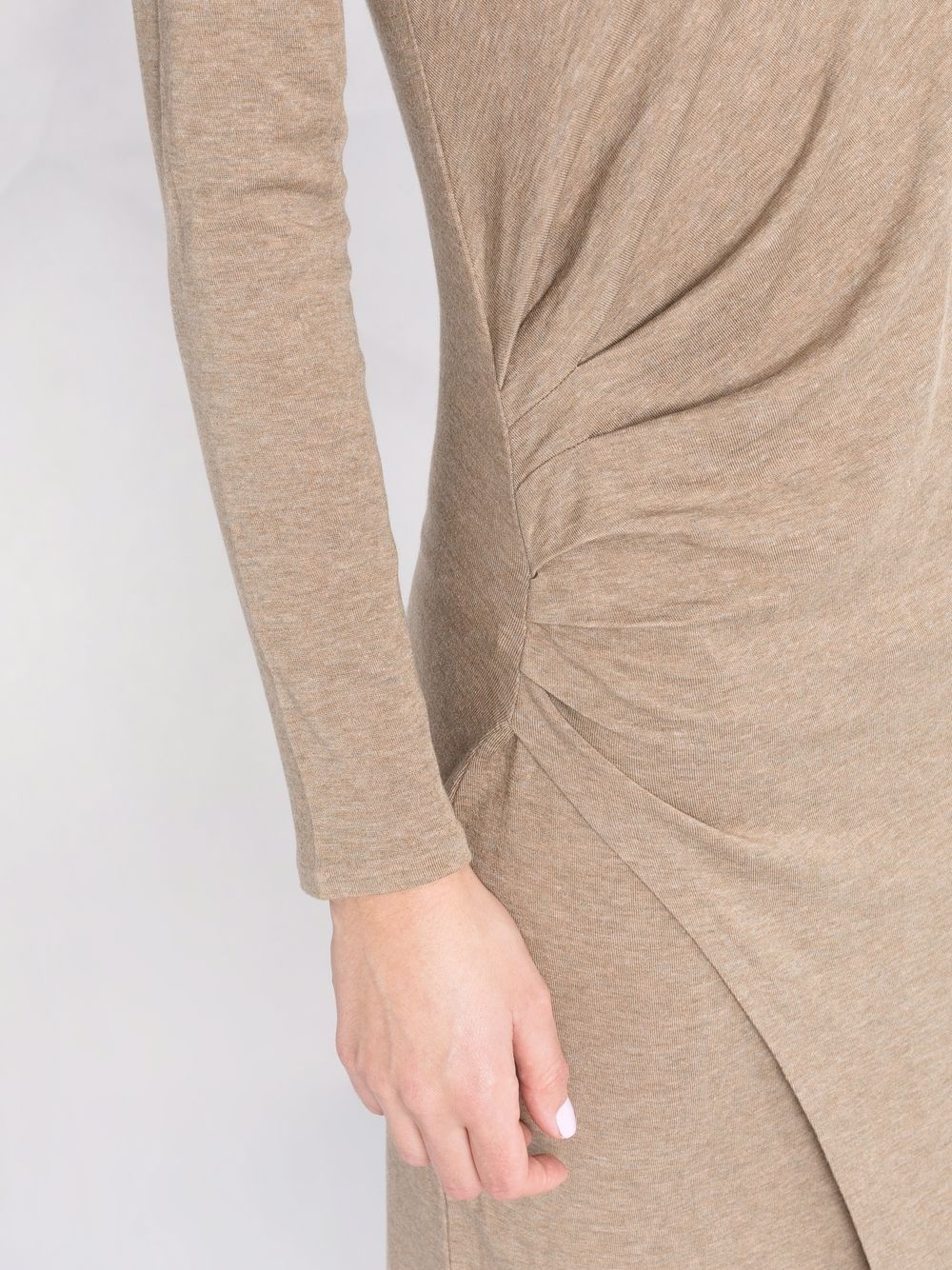 gathered long sleeve midi dress - 3