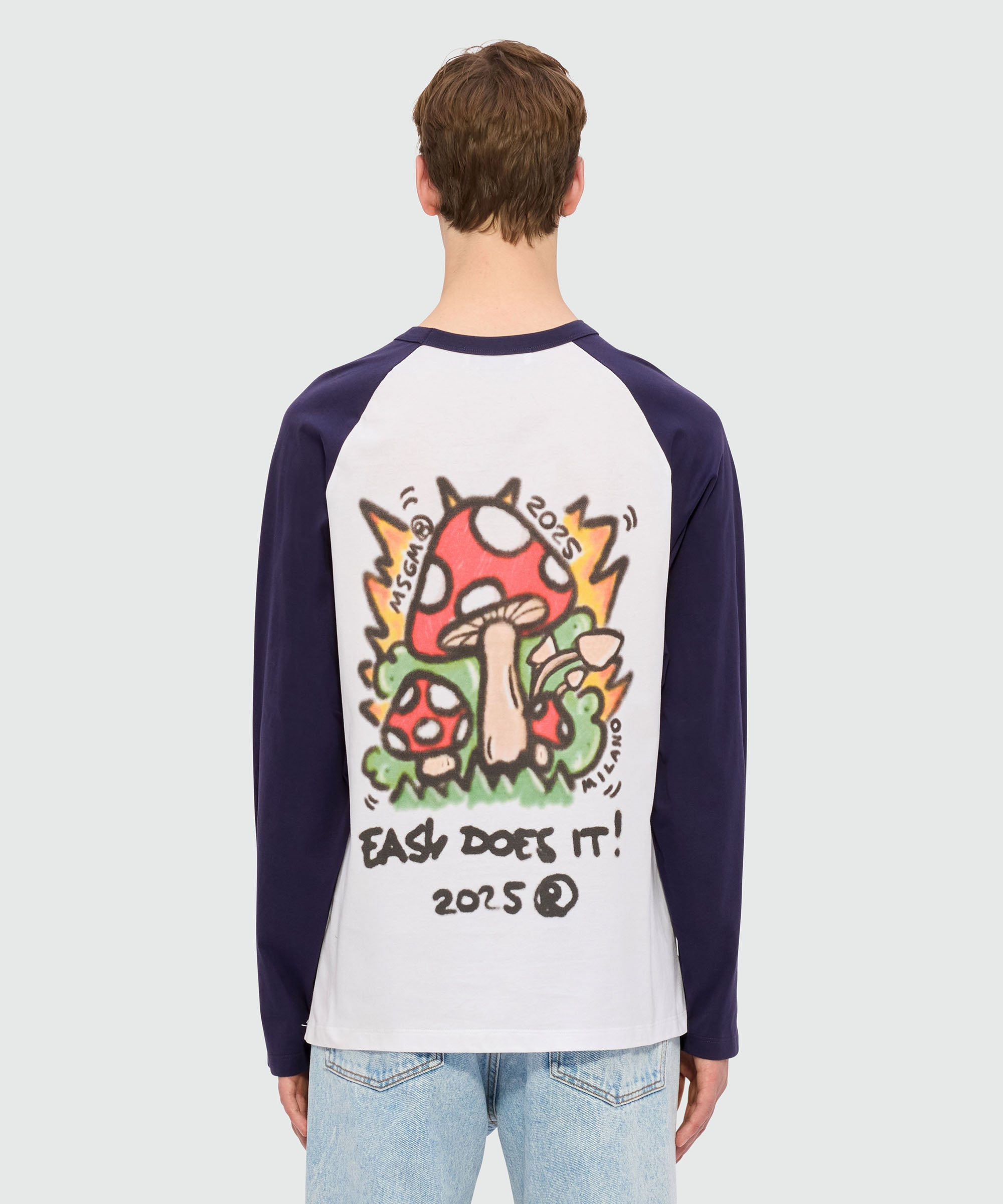 Two-tone long-sleeved jersey T-shirt with "Spray Mushroom" print - 3