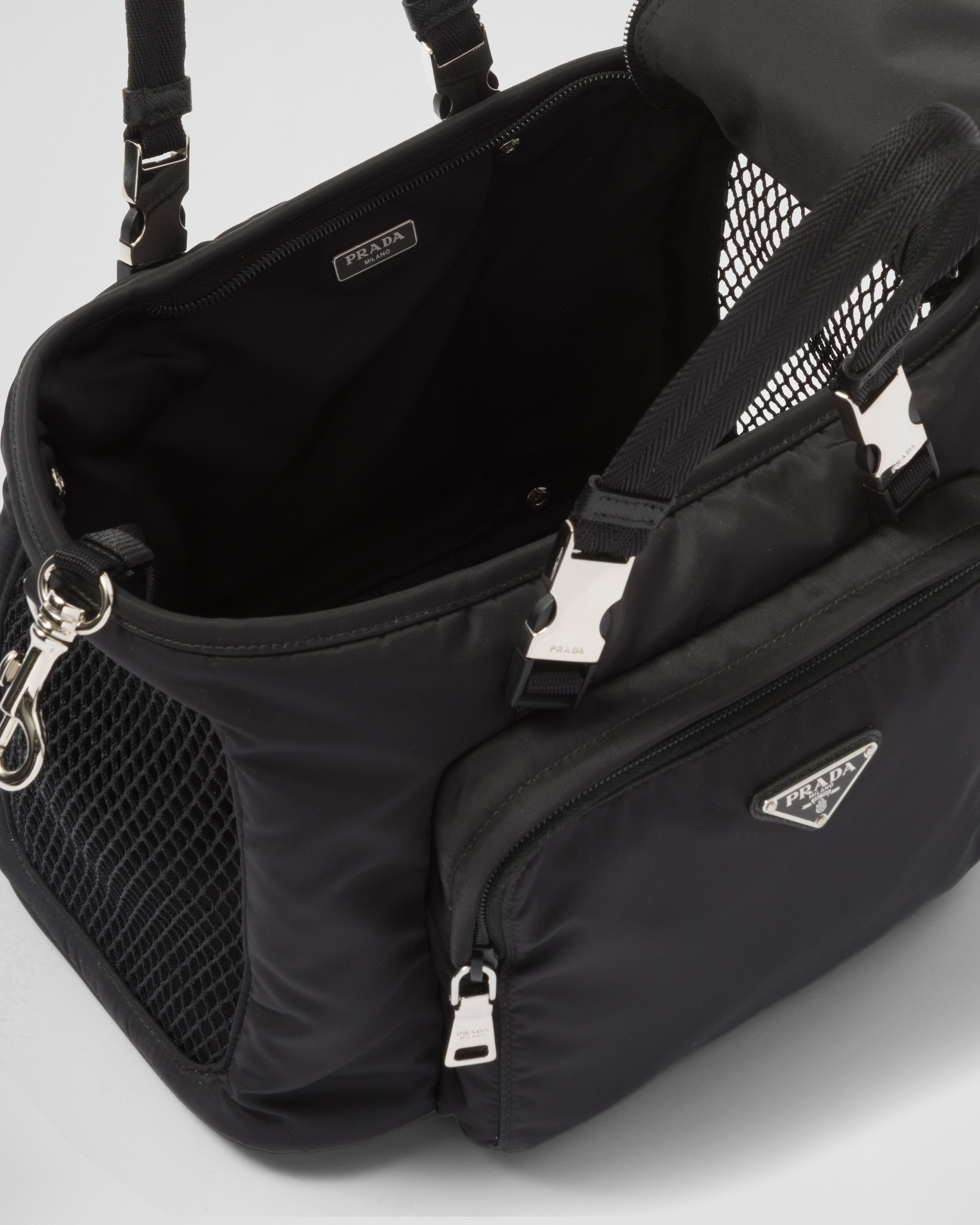 Re-Nylon and Saffiano leather pet bag - 4