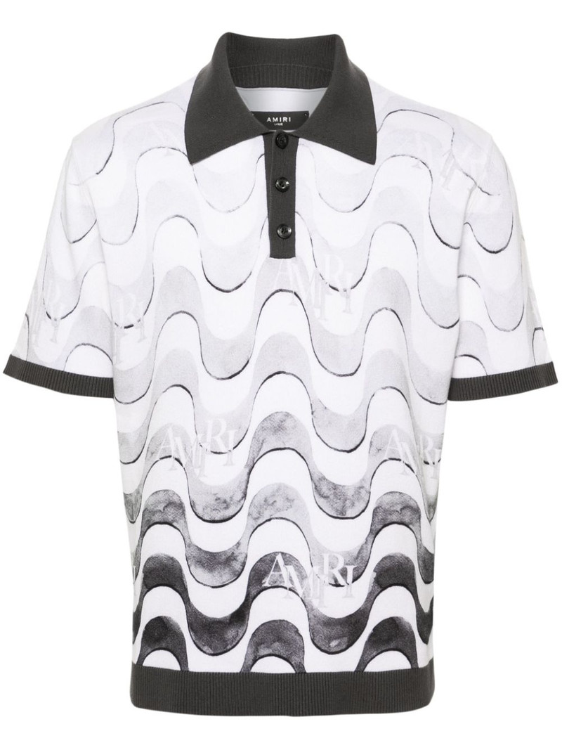 Staggered wave-print polo shirt 1