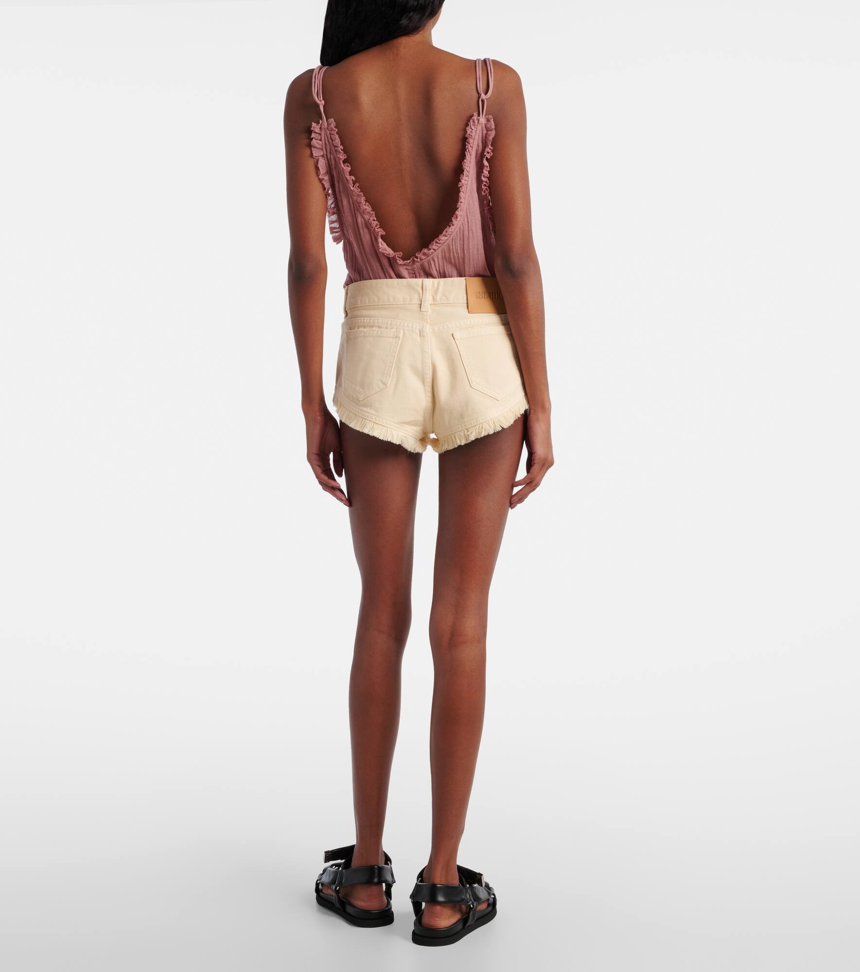 Fringed cotton canvas shorts - 3