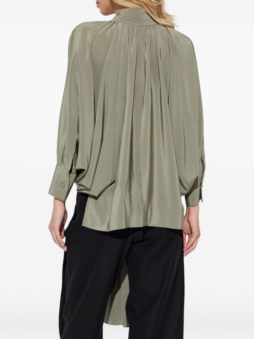 pleated tie-neck blouse - 4
