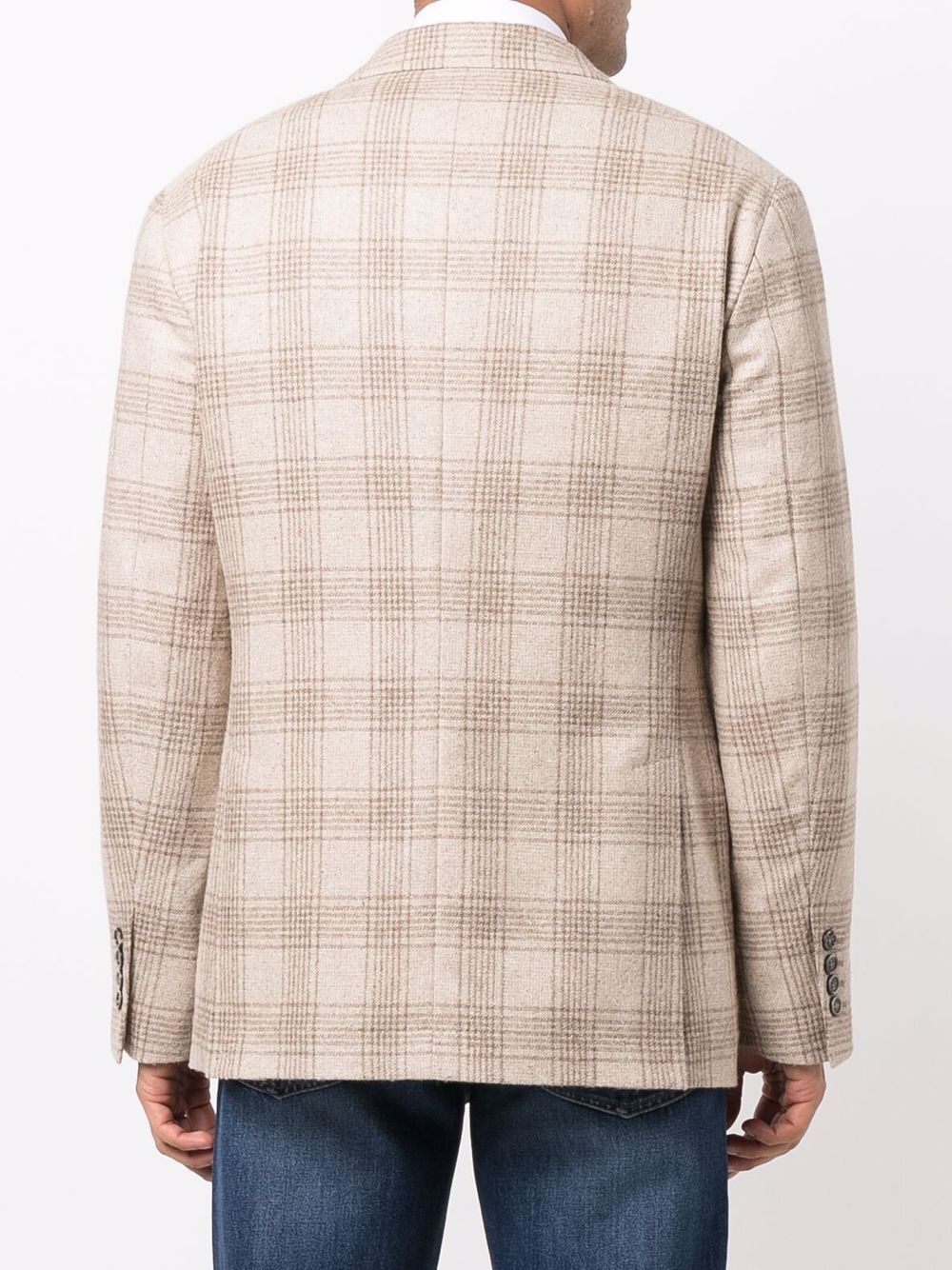 check-pattern single-breasted blazer - 4