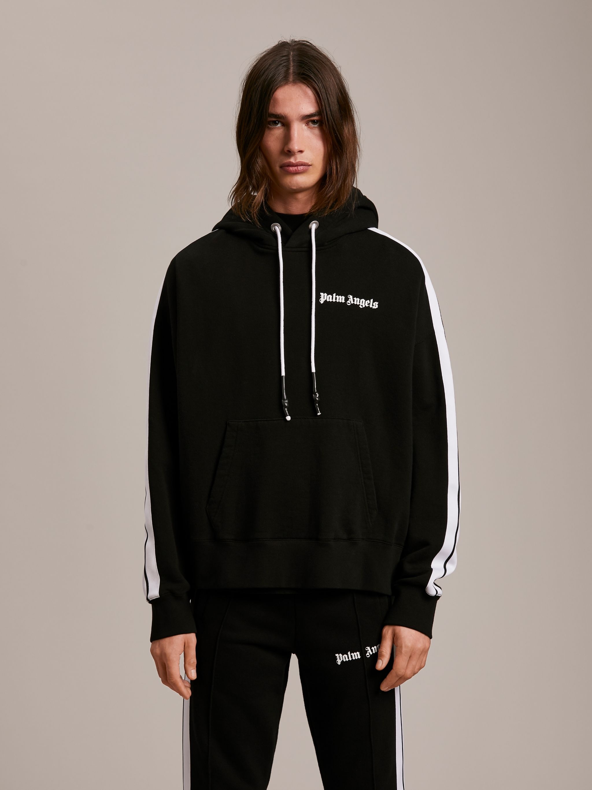 Palm Angels BLACK TRACK HOODIE REVERSIBLE