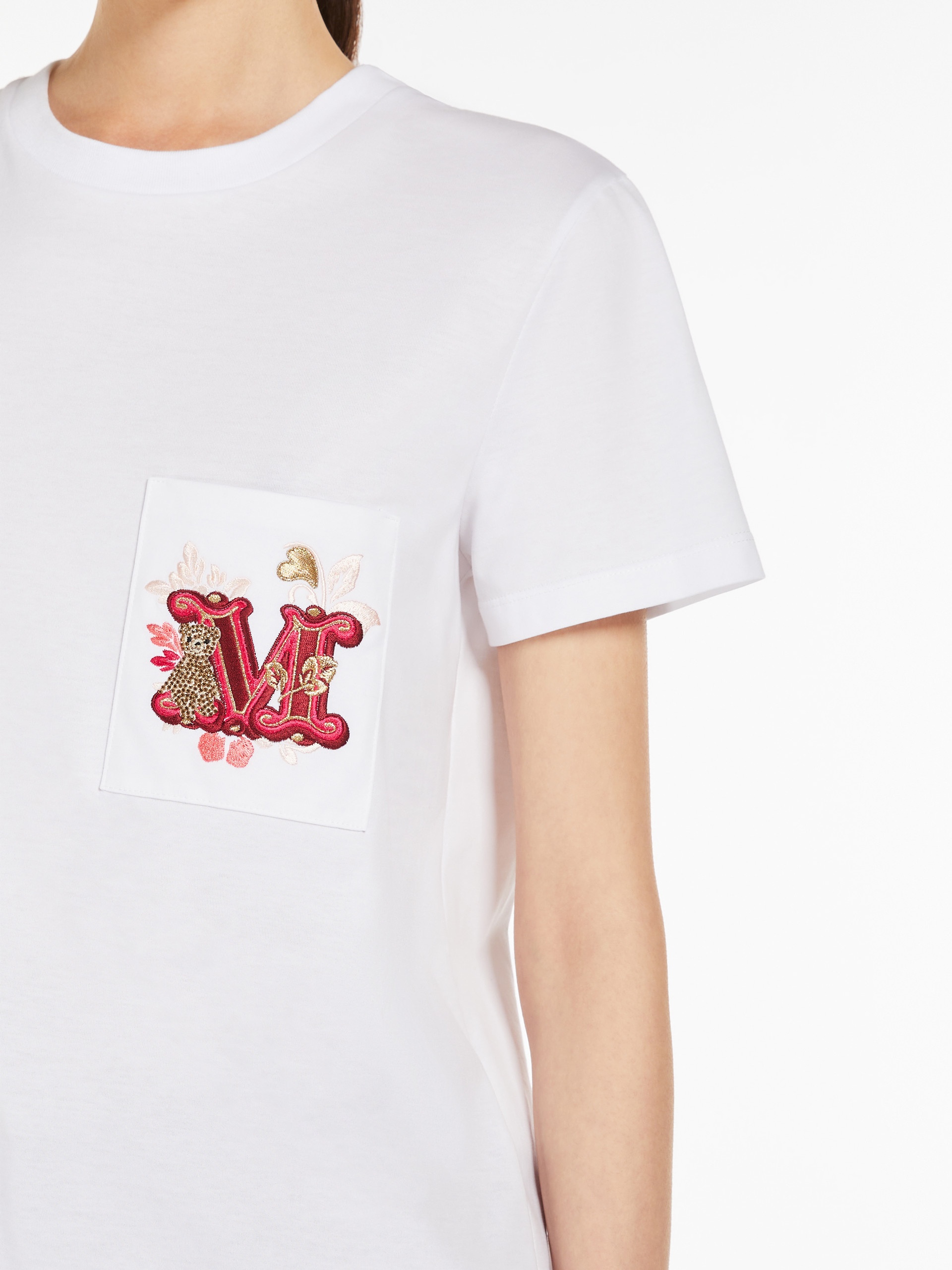 MAX MARA★W'S EMBROIDERY POCKET JERSEY T - NUNZIO 004 113675 Max Mara NUNZIO Jersey T-shirt with embroidered pocket