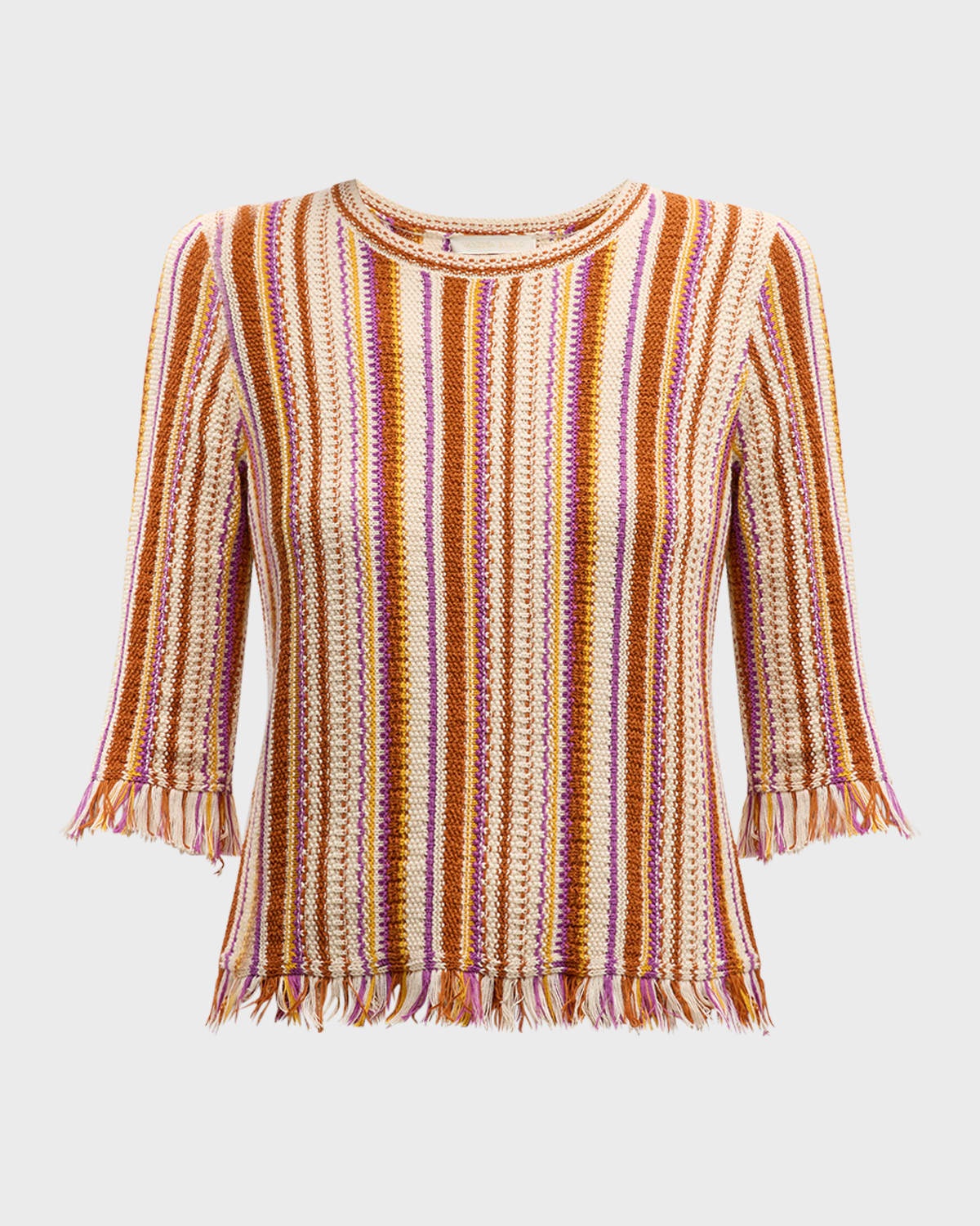 Amira Striped Fringe-Trim Sweater - 1