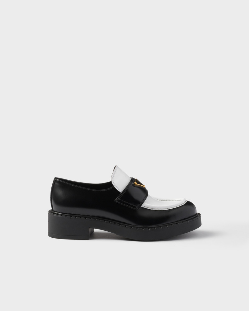 Chocolate two-tone brushed leather loafers 2