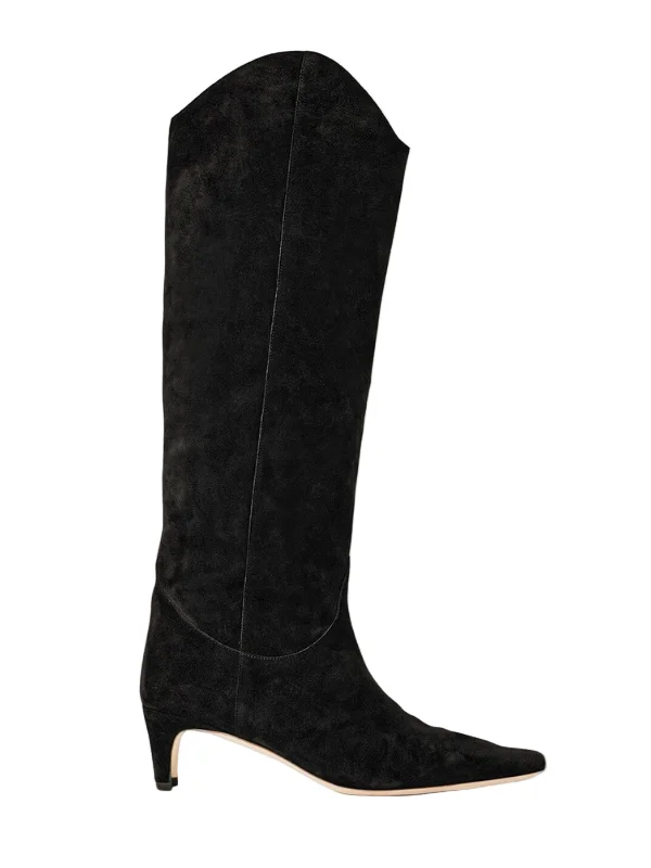 Western Wally Boot in Black Suede - 1