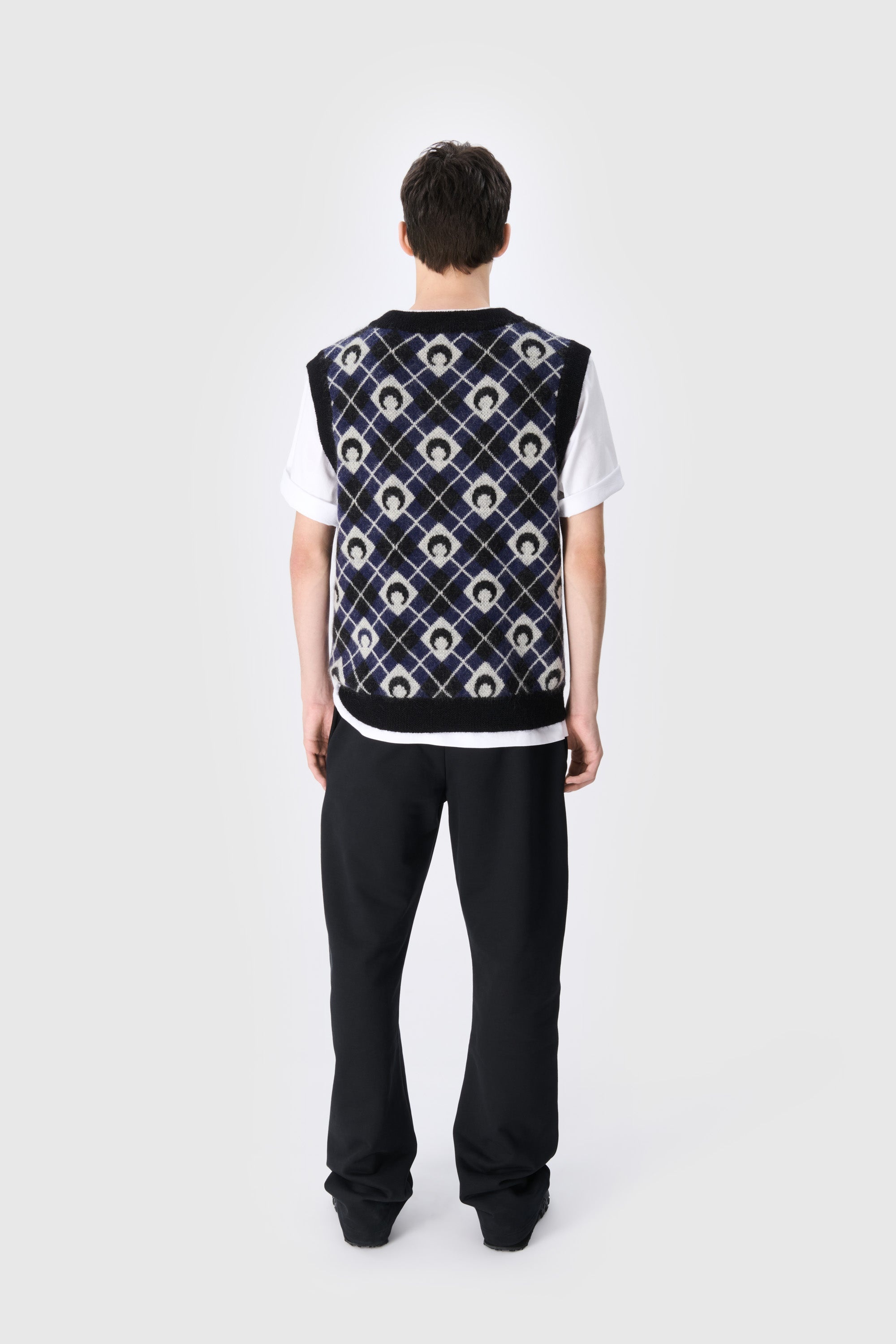 Moon Argyle Knit Vest - 3