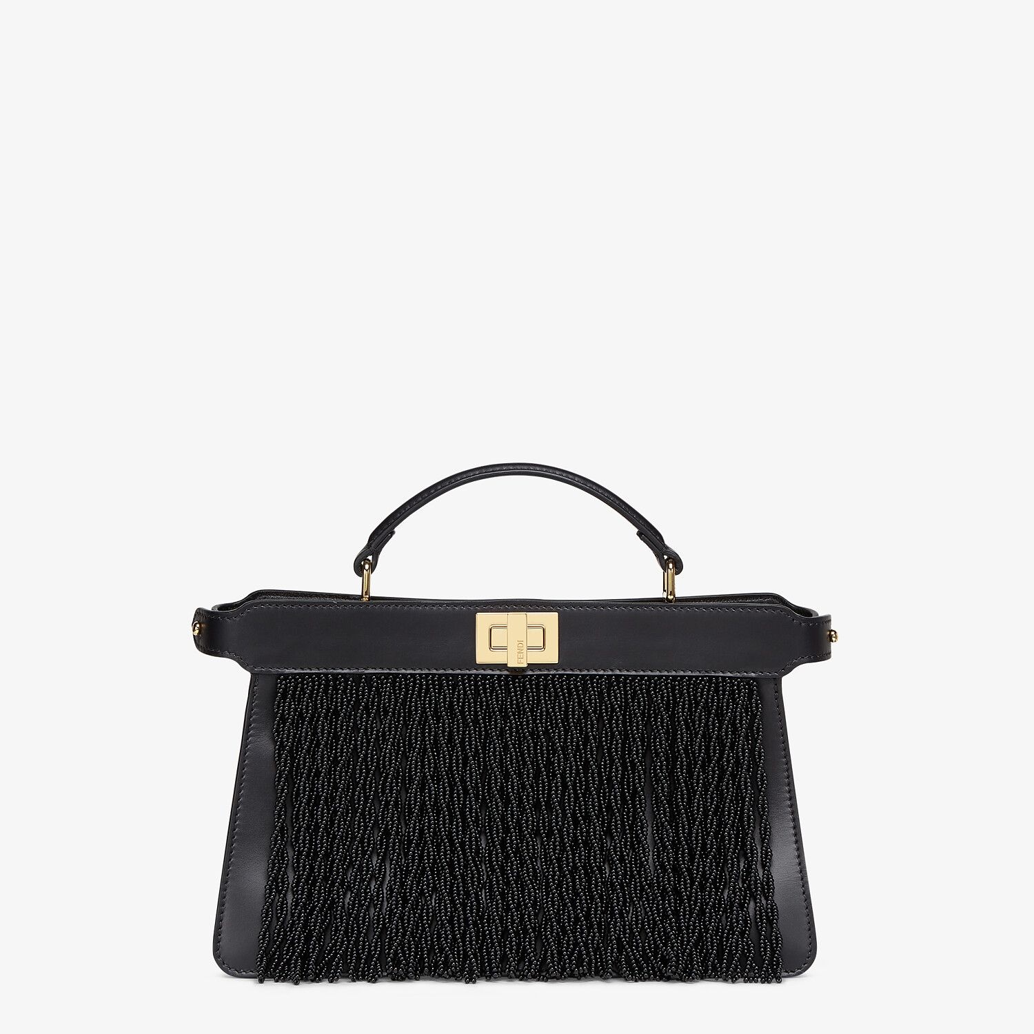 Black leather bag with fringes - 1