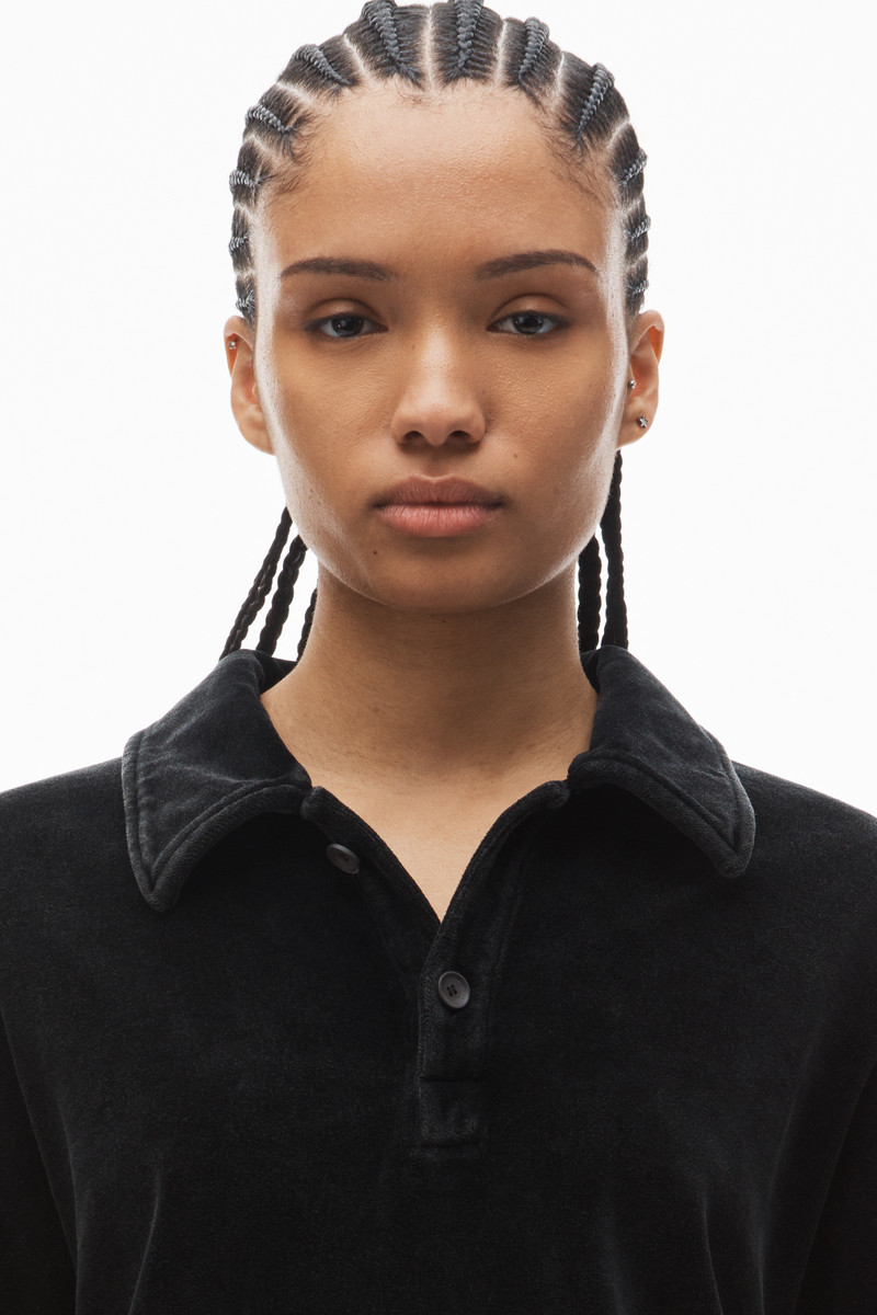 articulated polo shirt in velour with embossed logo 5