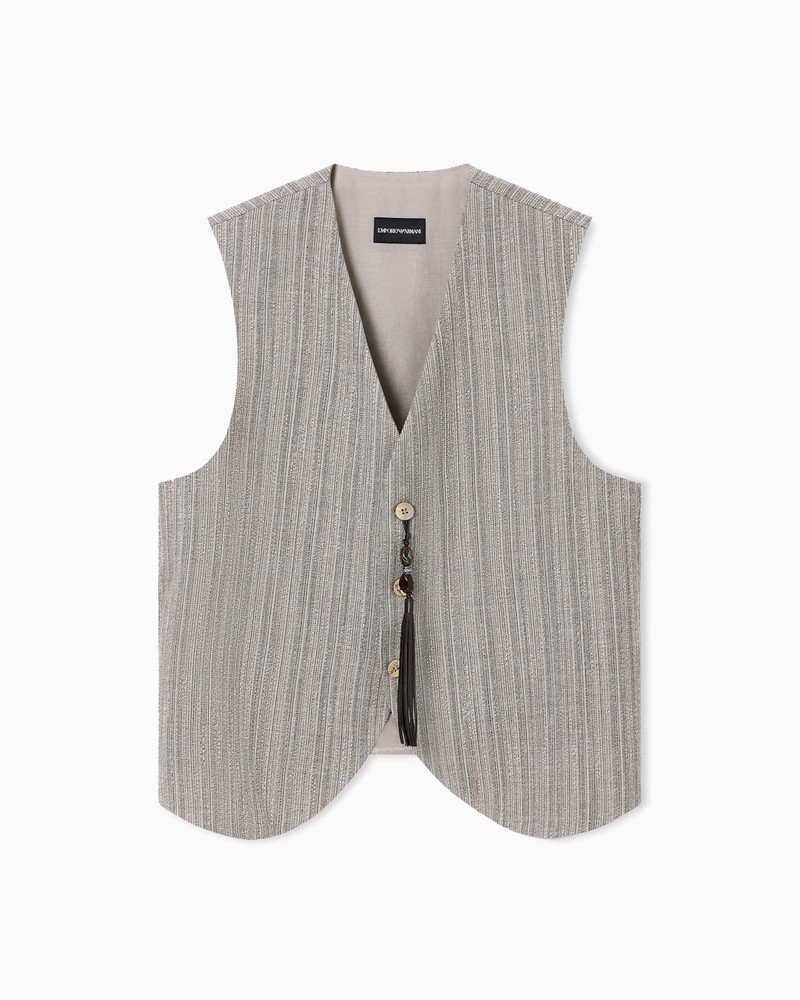 MULTI-STRIPED 3D EFFECT JASPÉ JACQUARD WAISTCOAT 1
