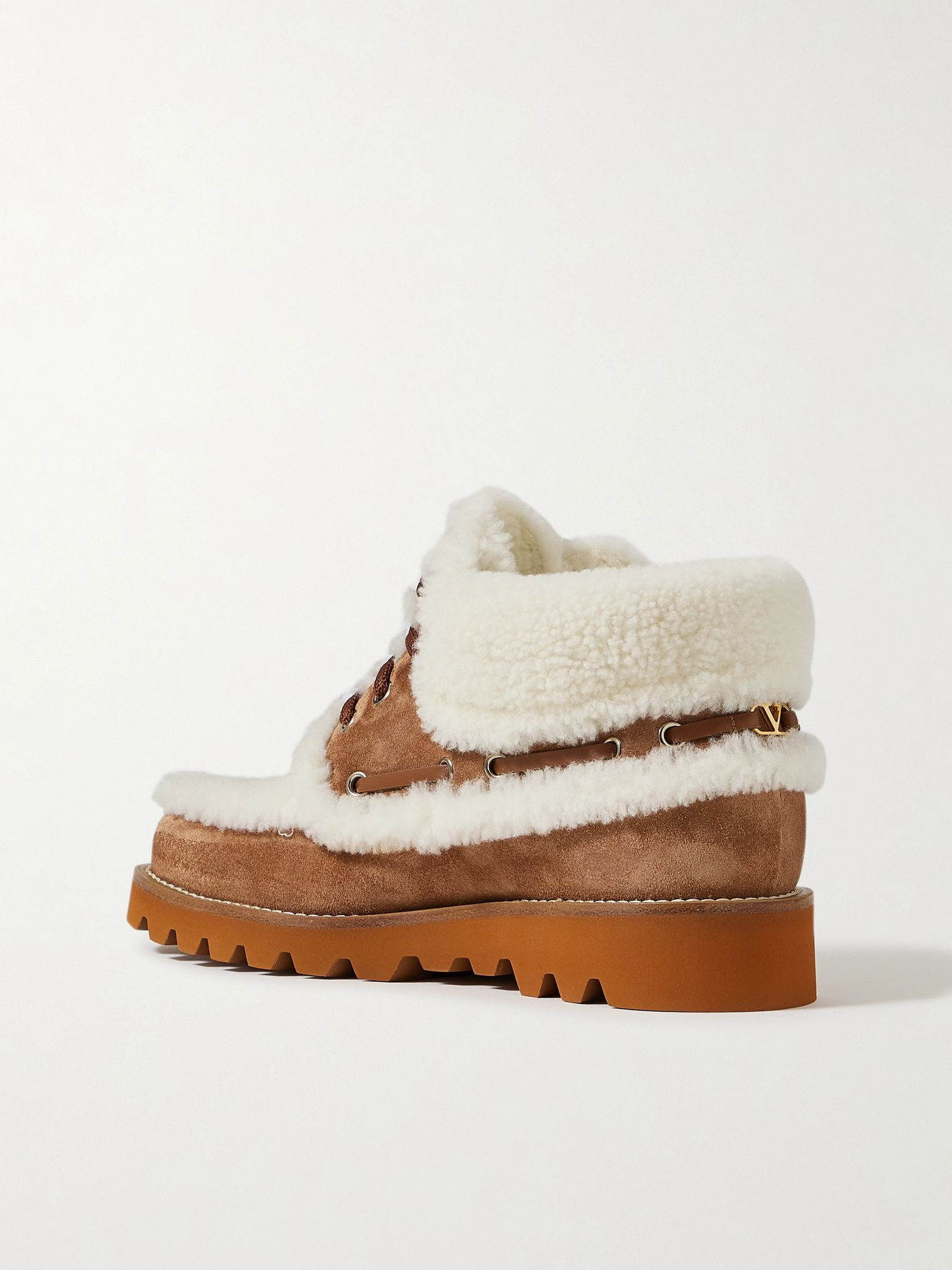 Palm Avenue shearling-trimmed suede ankle boots Tan - 3