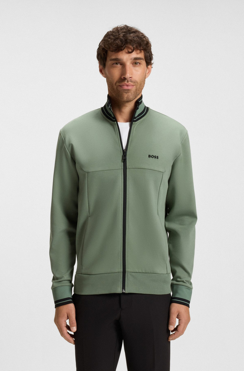 STRIPE-DETAIL ZIP-UP SWEATSHIRT IN A COTTON BLEND 2