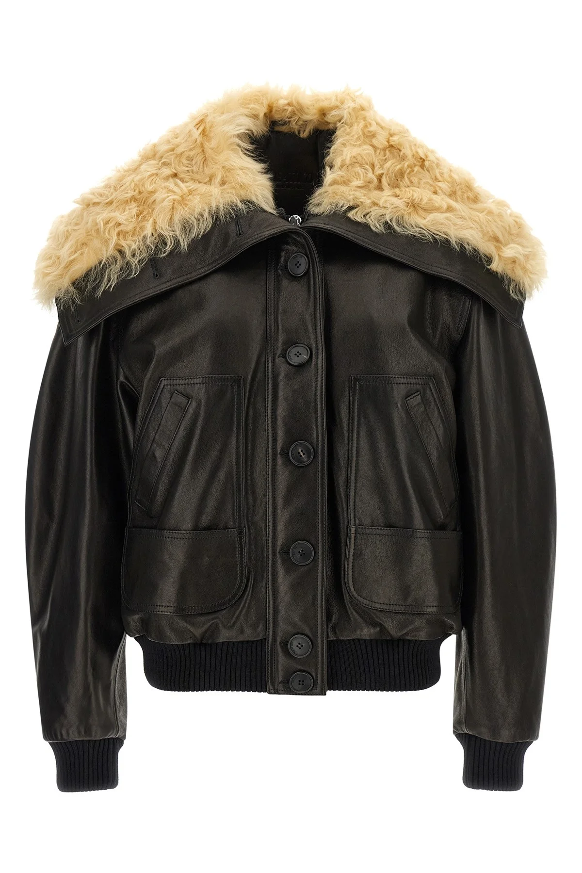 Shearling Neck Bomber Jacket - 1