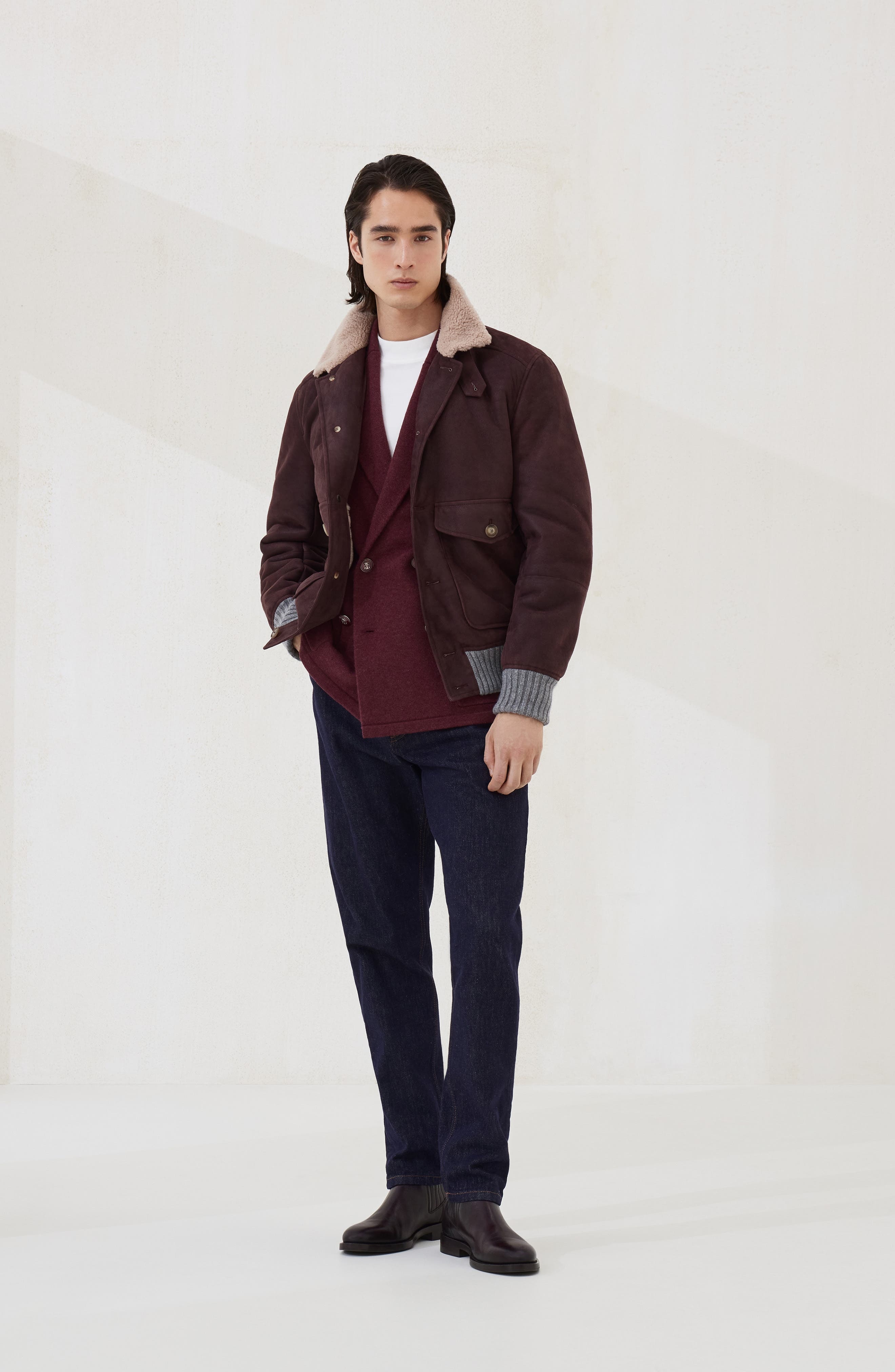 Brunello Cucinelli Jacket-style cardigan in Burgundy at Nordstrom - 6