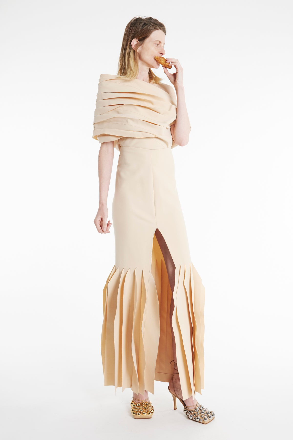 LONG LENGTH SKIRT WITH PANELS NUDE - 7