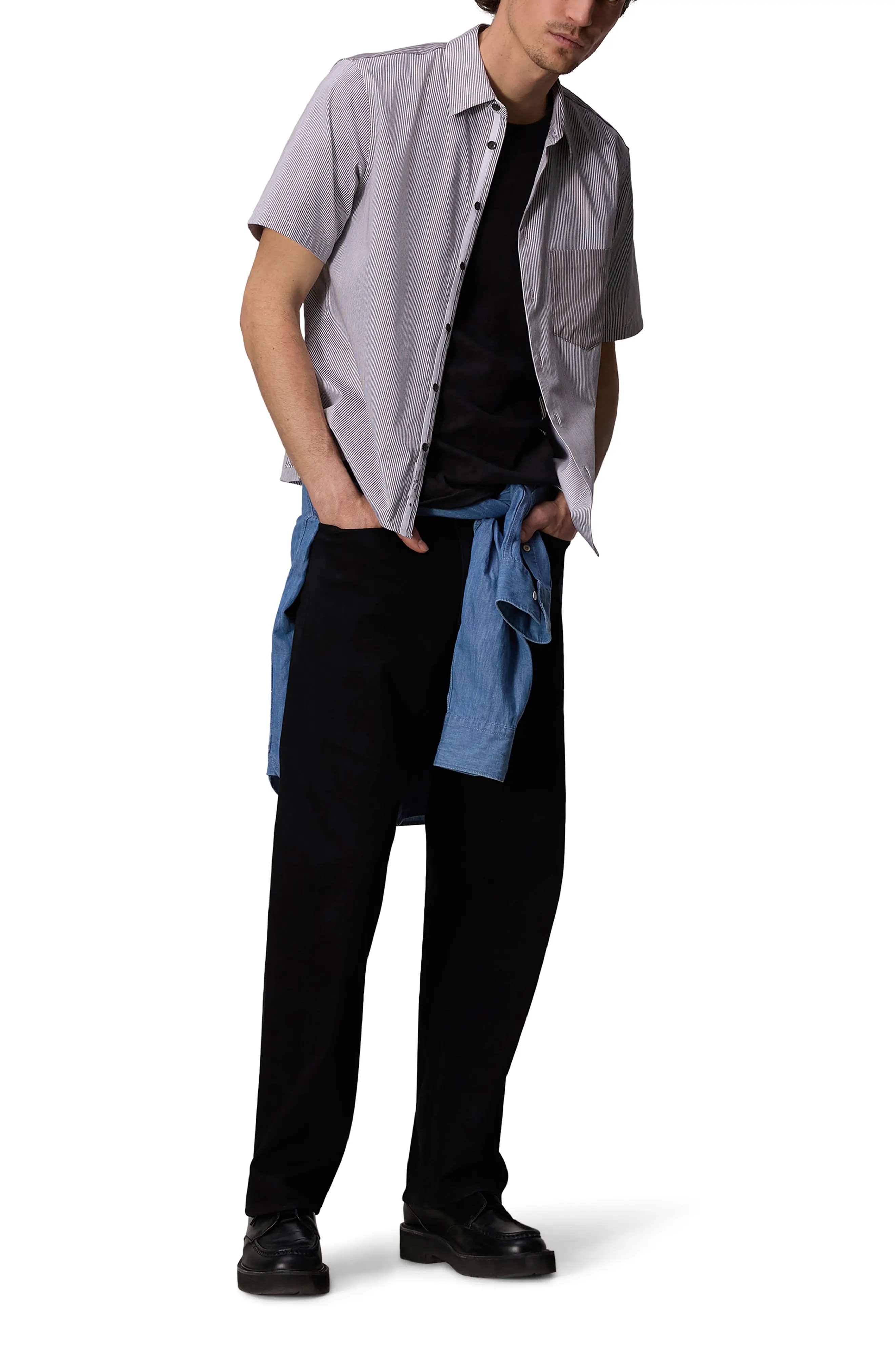 Dalton Mixed Stripe Stretch Short Sleeve Button-Up Shirt - 6