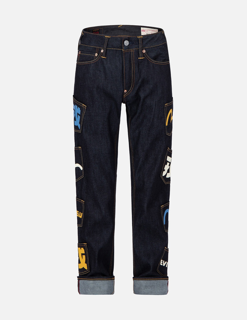 EVISU Logo-Print Multi-Pockets Regular-Fit Denim Jeans #2010 outlook