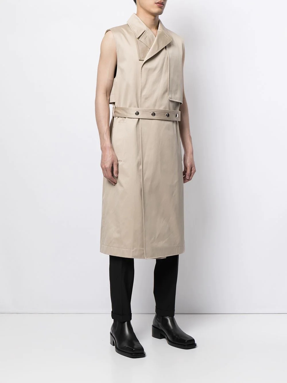 sleeveless belted trench coat - 4