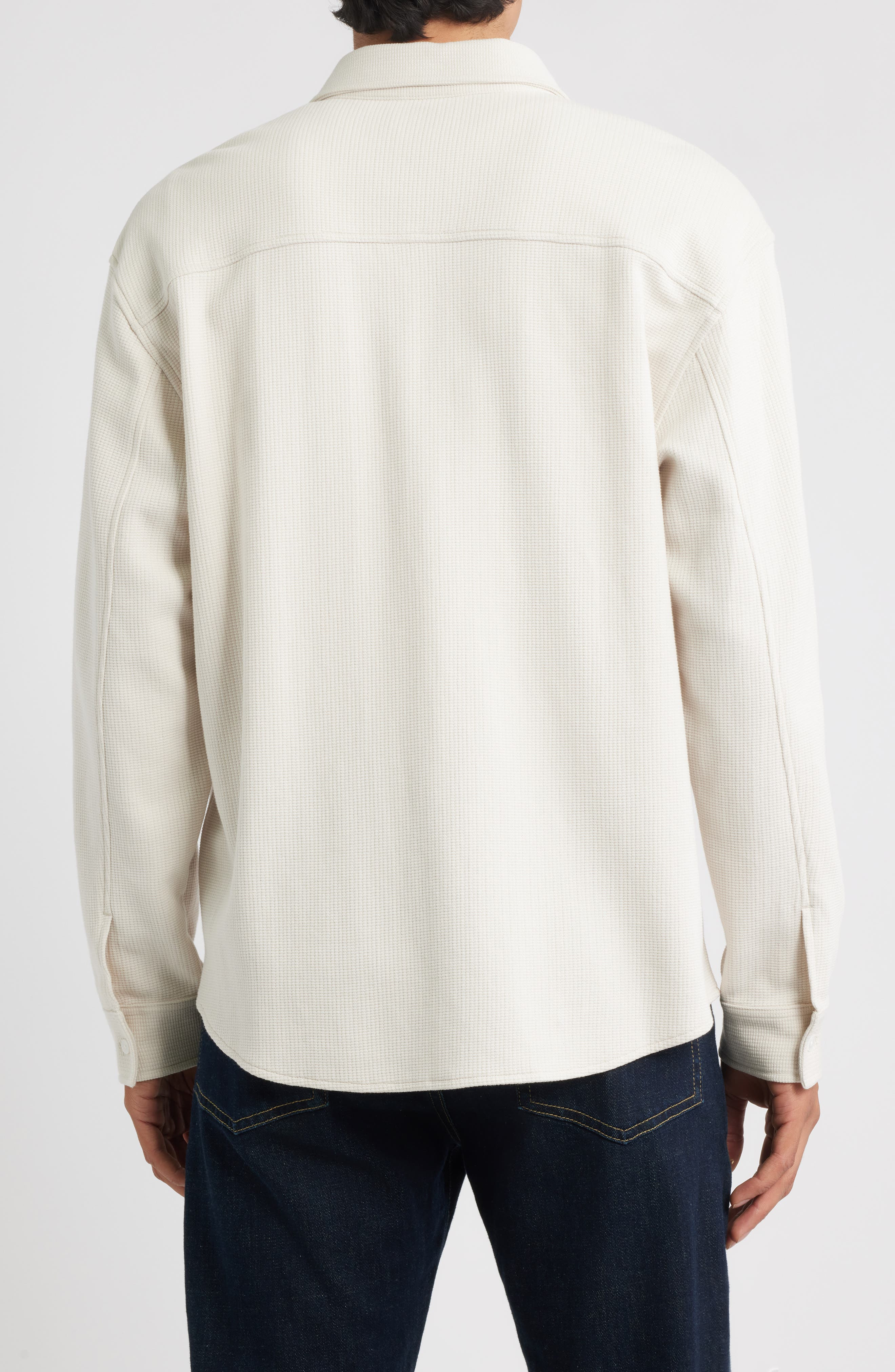 FRAME Waffle Textured Button-Up Shirt in Warm White at Nordstrom - 2