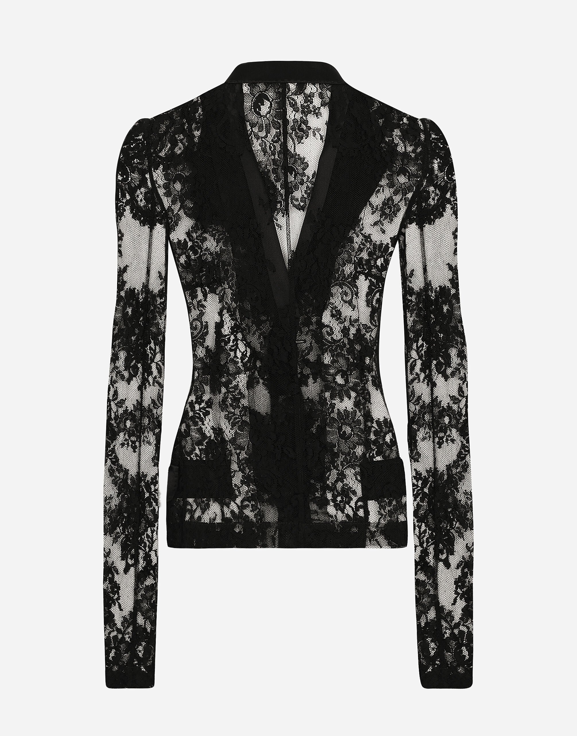 Floral lace jacket with satin details - 2