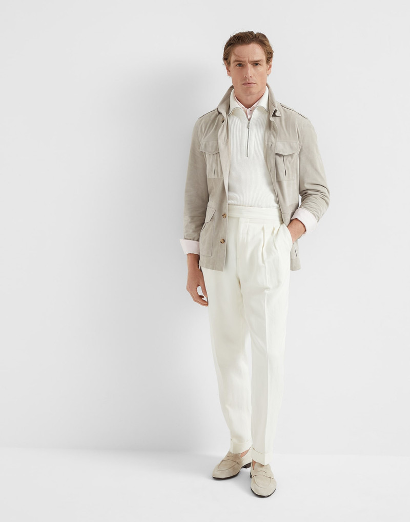 Cotton half English rib sweater vest with half zip 5