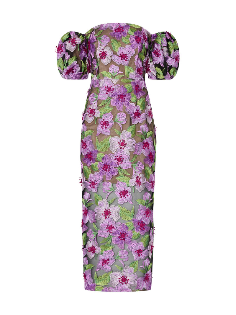 Women's Nira Floral-Embroidered Off-The-Shoulder Midi-Dress - Pink Multi 1