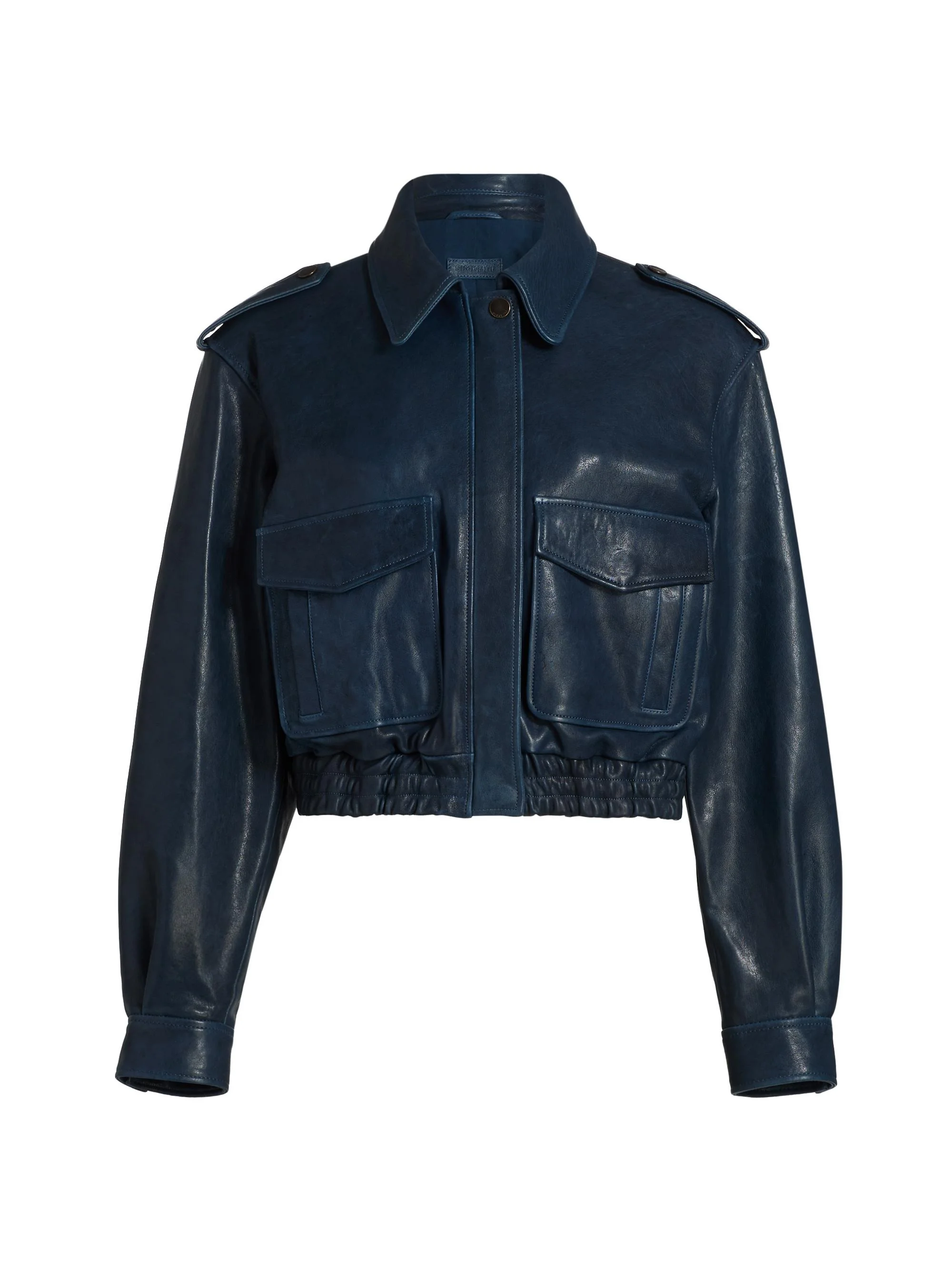 Women's Roland Leather Crop Jacket - Dark Indigo - 1