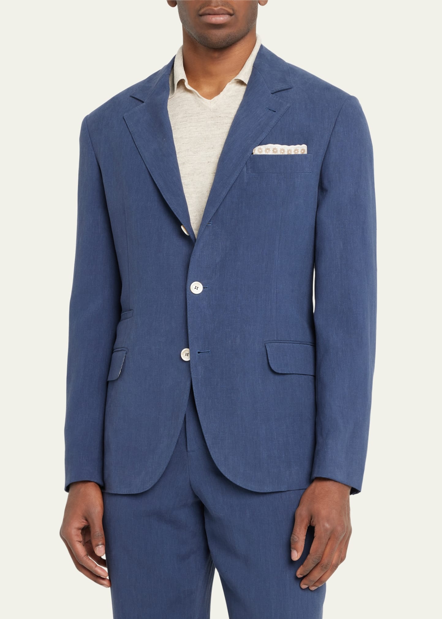 Men's Solid Linen Suit - 3