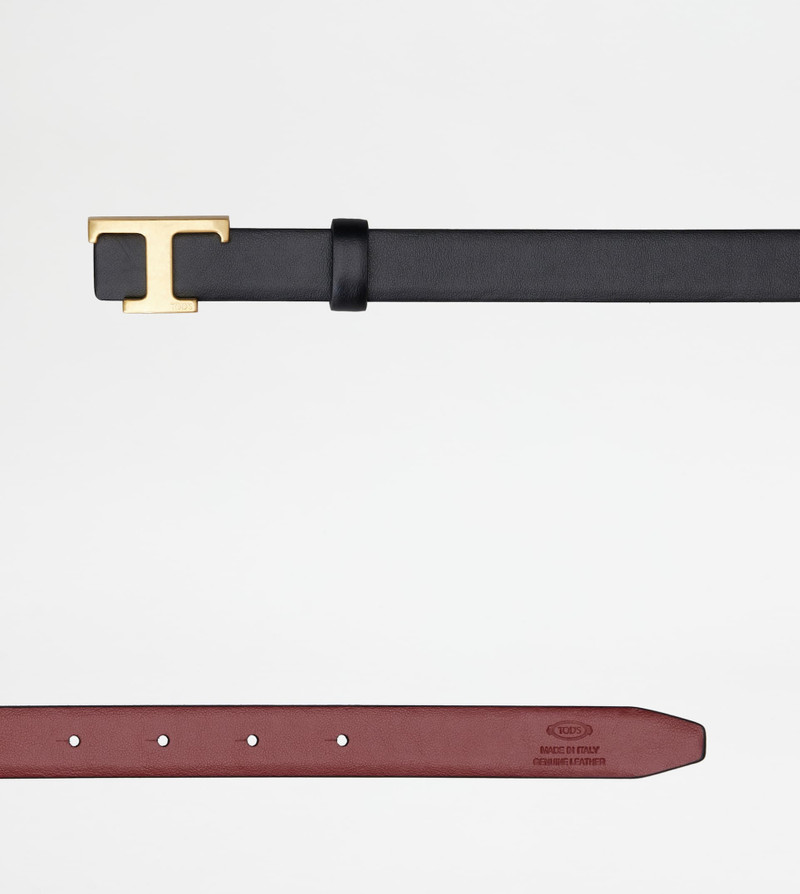 T TIMELESS REVERSIBLE BELT IN LEATHER - BLACK, RED 3