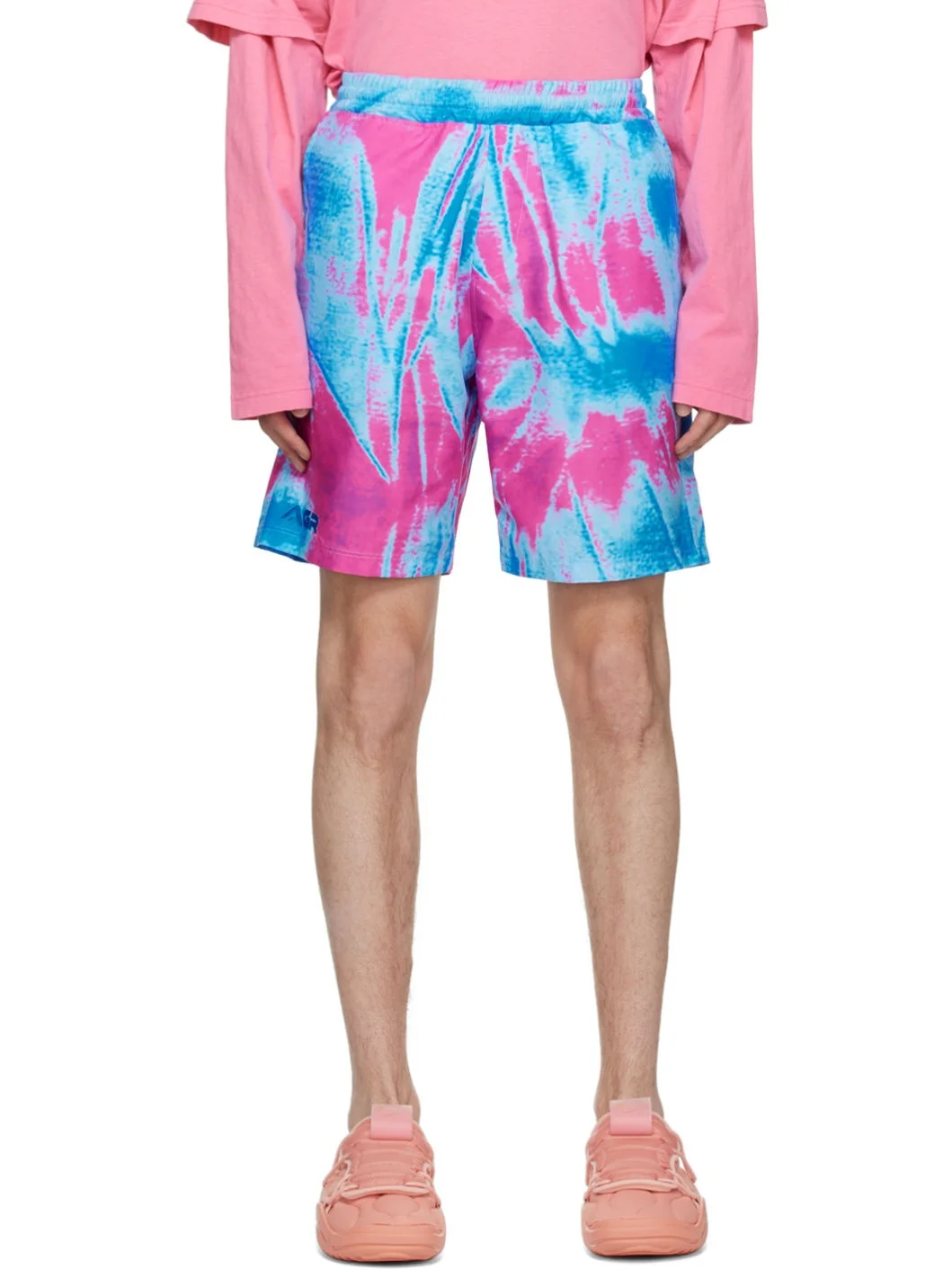 Pink & Blue Pattern Swim Shorts - 1