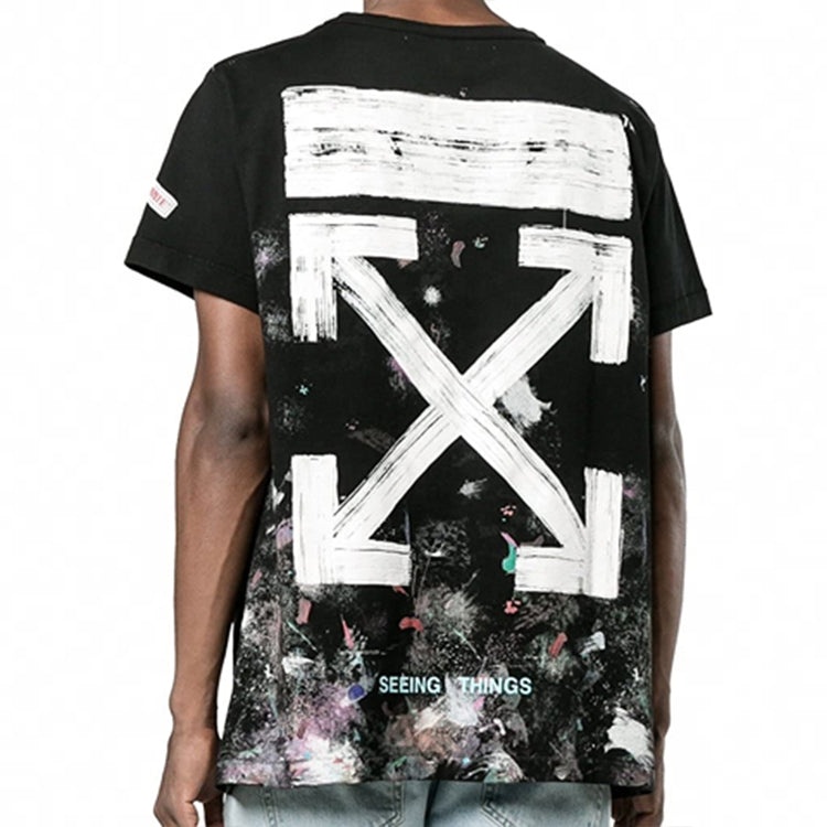 Off-White Splash Ink Short Sleeve Loose Unisex Black OMAA002F176200179901 - 5