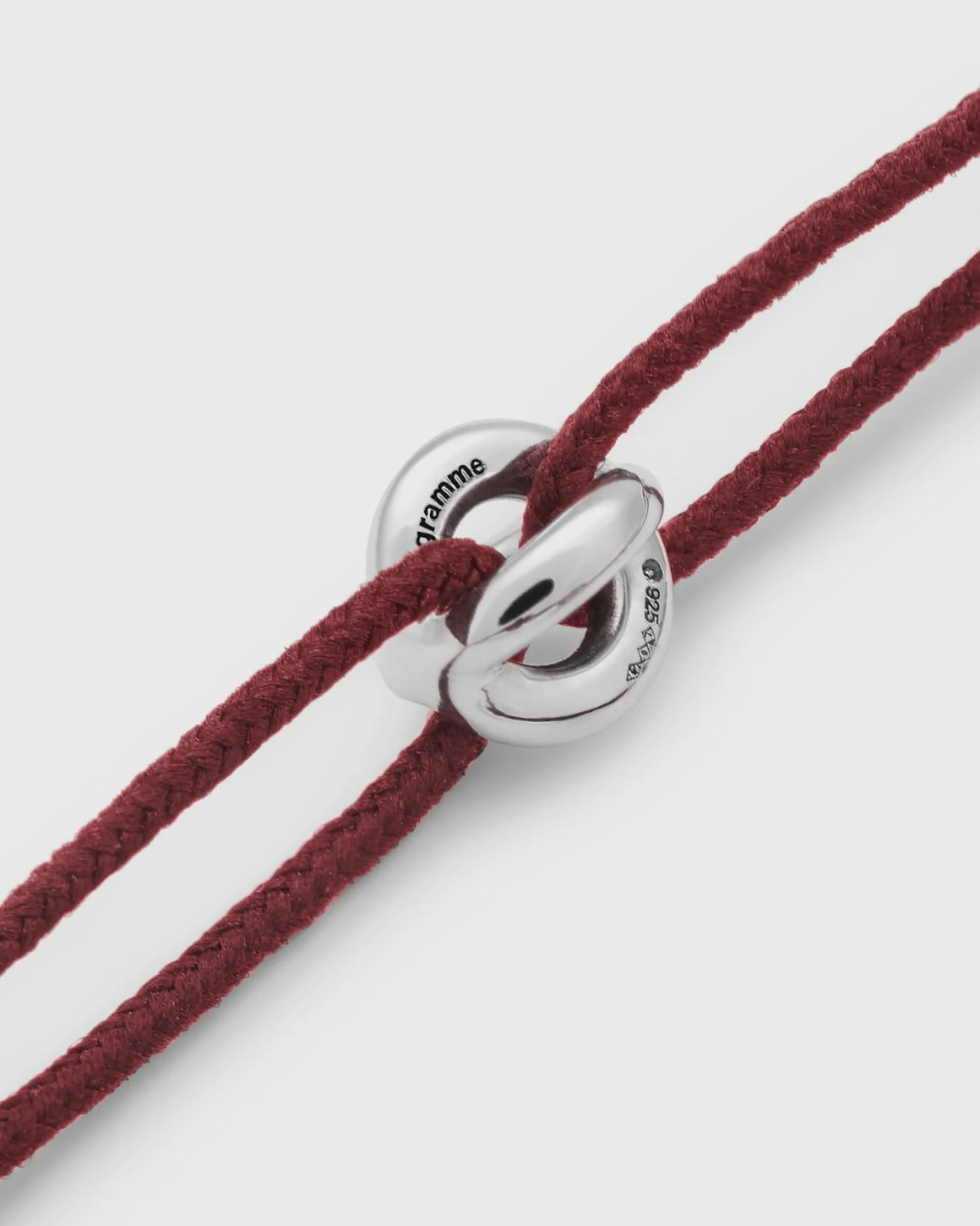 1g polished sterling silver burgundy entrelacs cord bracelet - 4