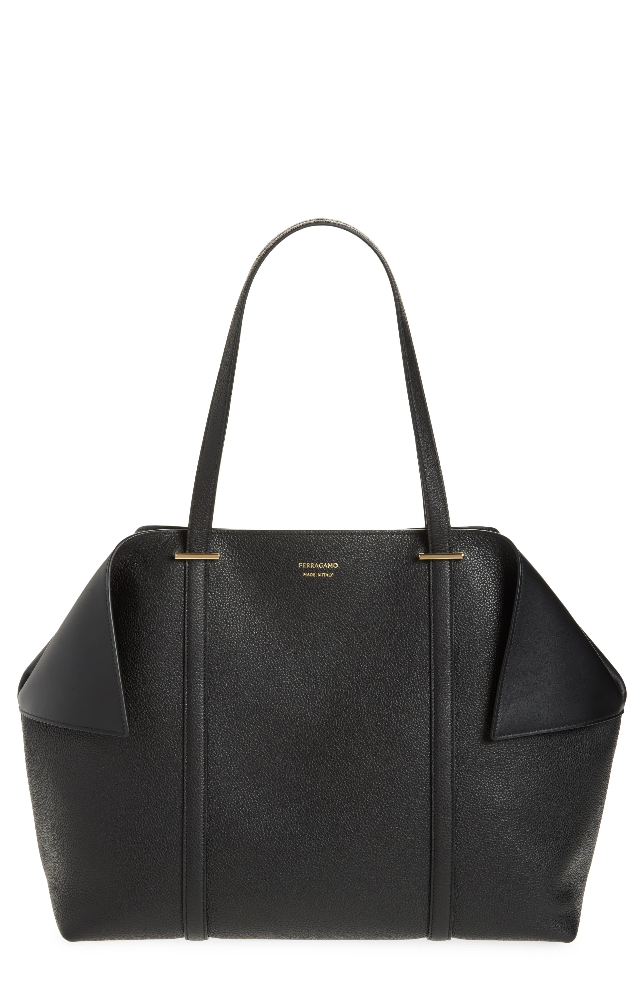 FERRAGAMO Large Folded Suede Tote in Nero at Nordstrom - 1