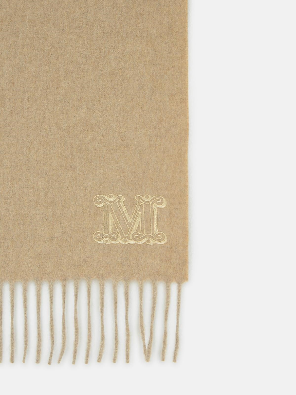 'WSDALIA' CASHMERE STOLE WITH BEIGE 'MONOGRAM' EMBROIDERY - 3