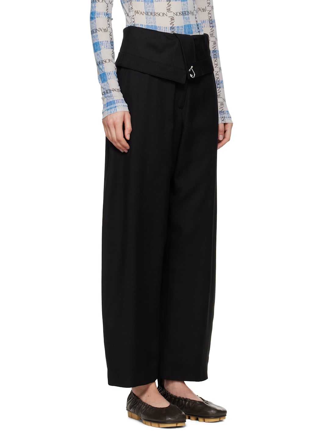 Black Fold-Over Trousers - 2