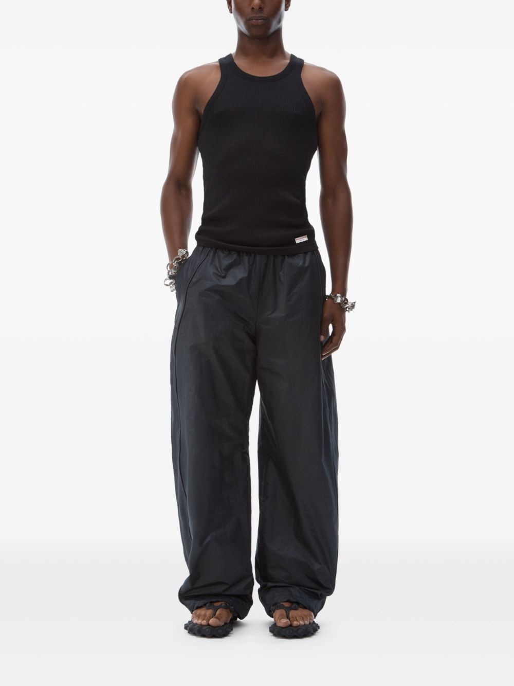 faux-leather track pants - 2