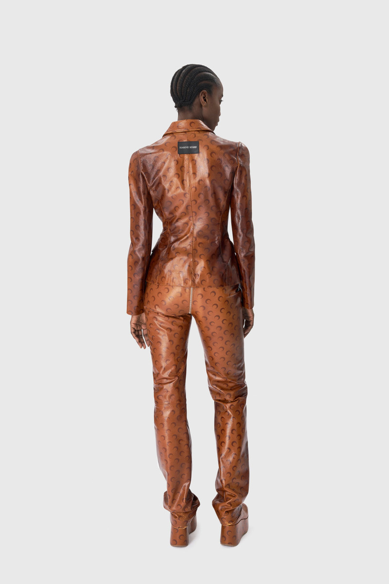 Marine Serre Moon Airbrushed Leather Wide Leg Pants outlook