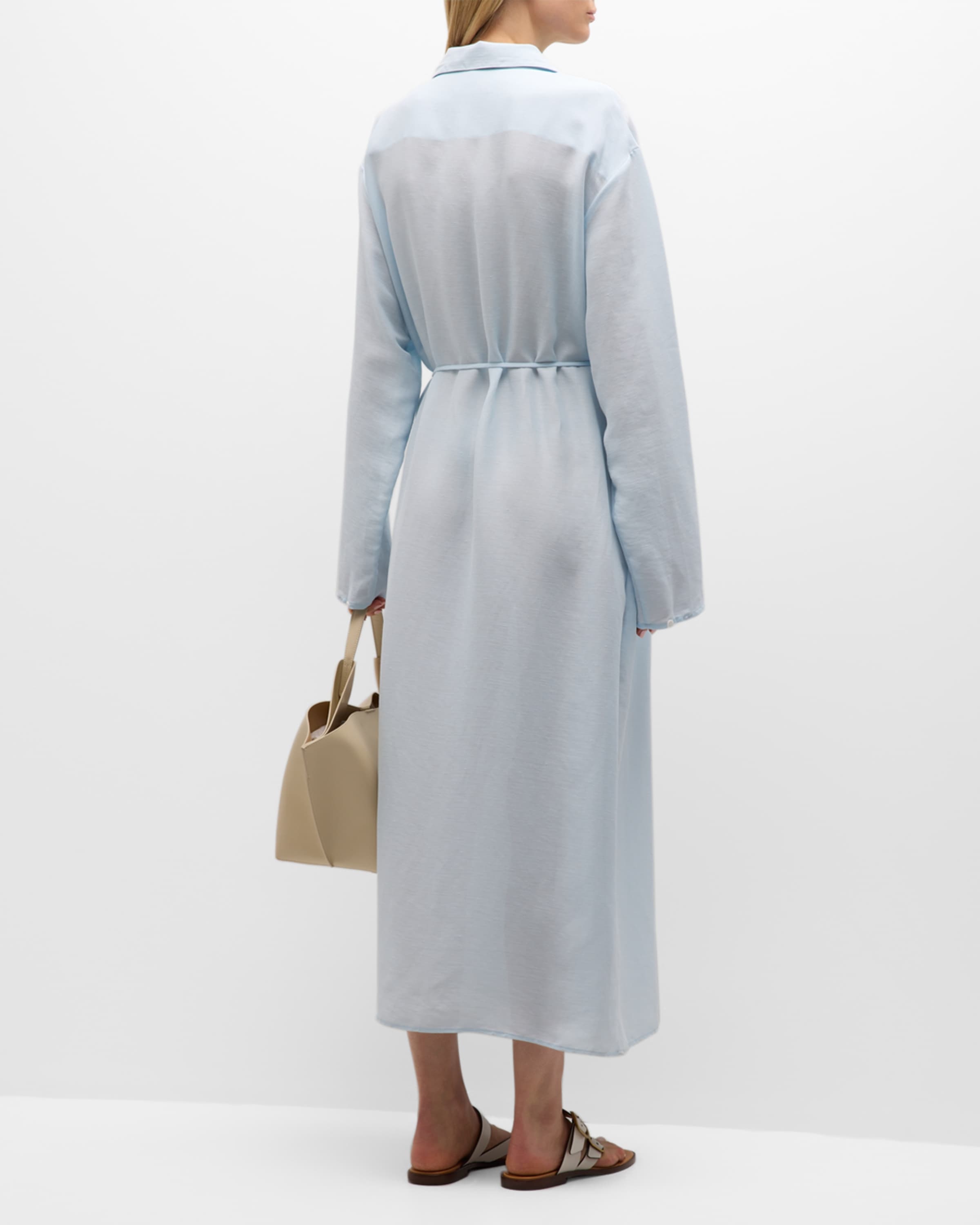 Wide Collar Maxi Shirtdress - 4