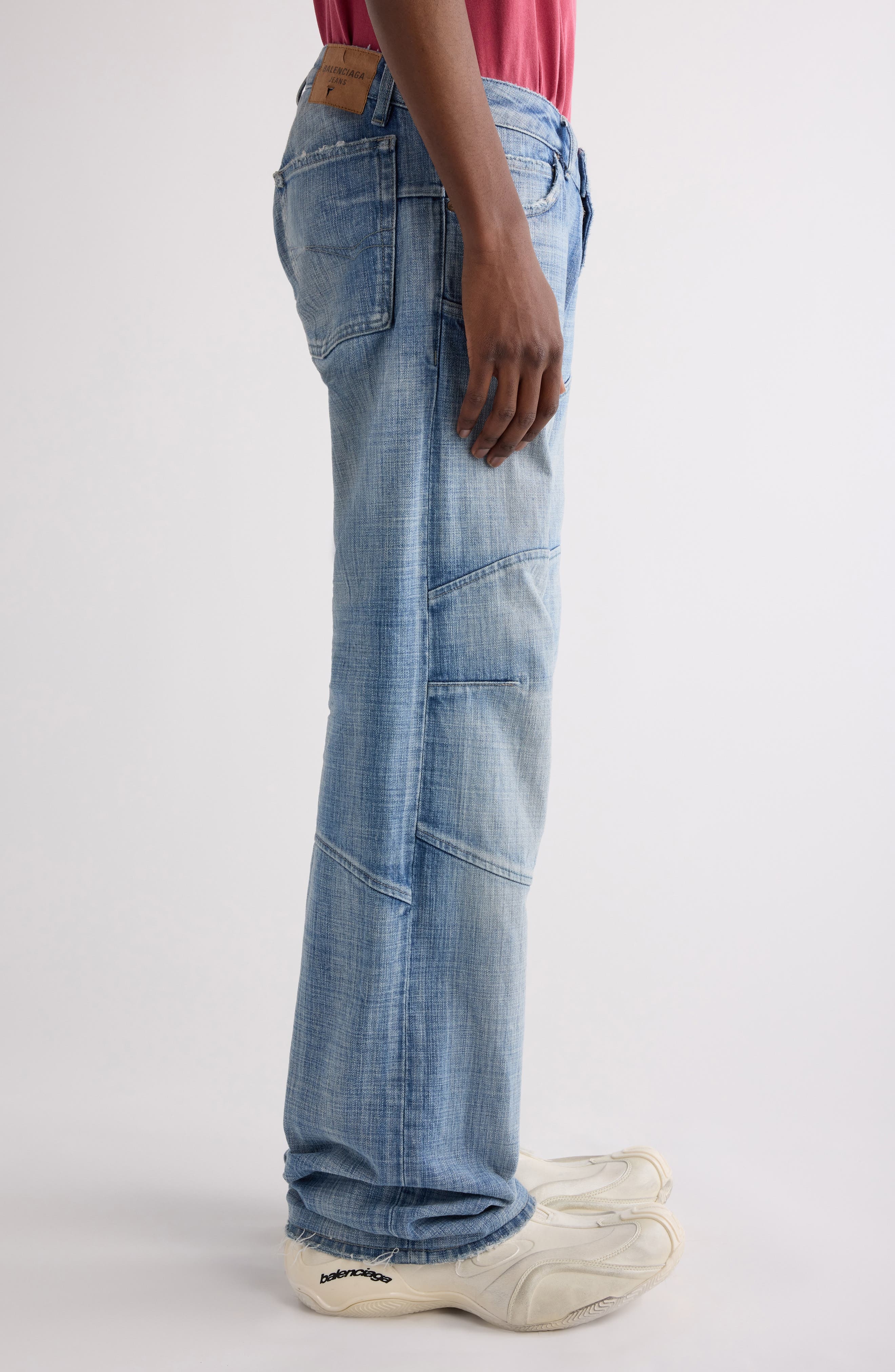 Balenciaga Fitted Low Rise Bootcut Jeans in 4200 Blue at Nordstrom - 4