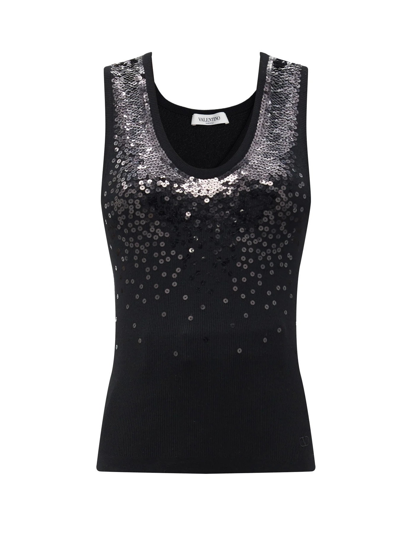 Sequinned ribbed virgin-wool tank top - 1