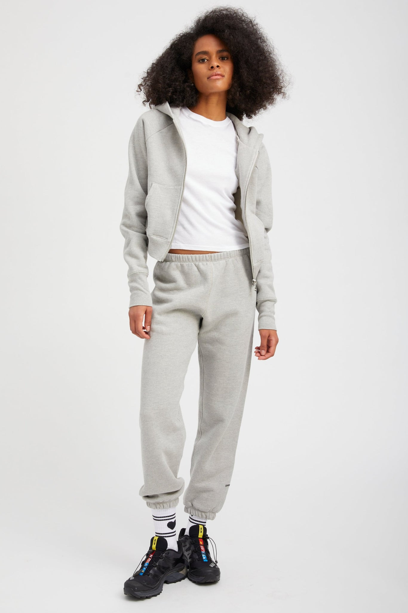 HEATHER GREY COTTON MINI LOGO SWEATPANTS - 6