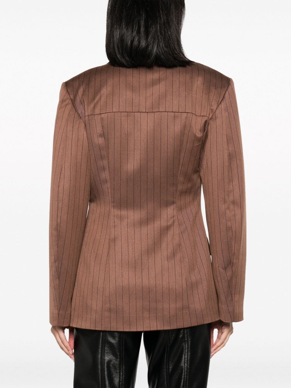 pinstripe-pattern notched-lapels blazer - 4