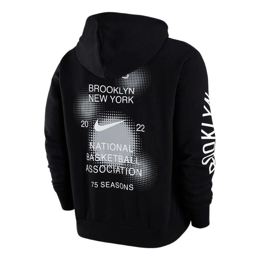 Men's Nike Brooklyn Nets Casual Sports Fleece Pullover Black DH9444-010 - 1