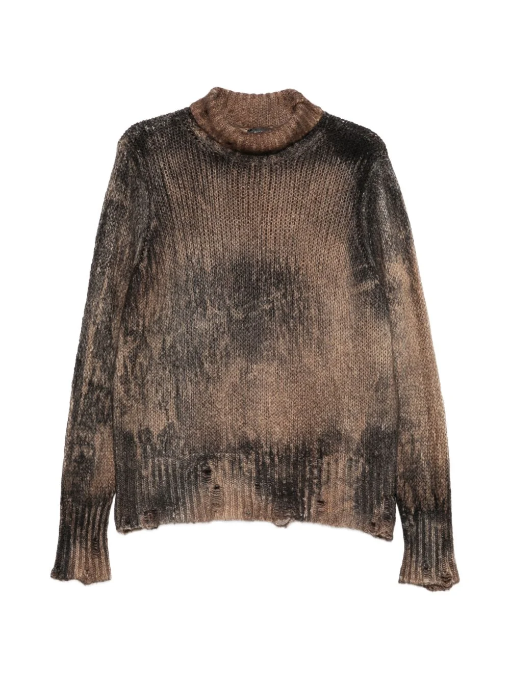 distressed-effect roll-neck sweater - 1