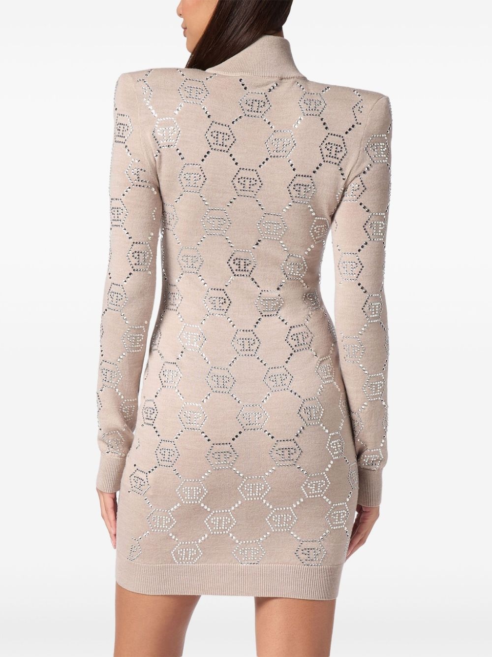 crystal-embellished monogrammed mini dress - 4