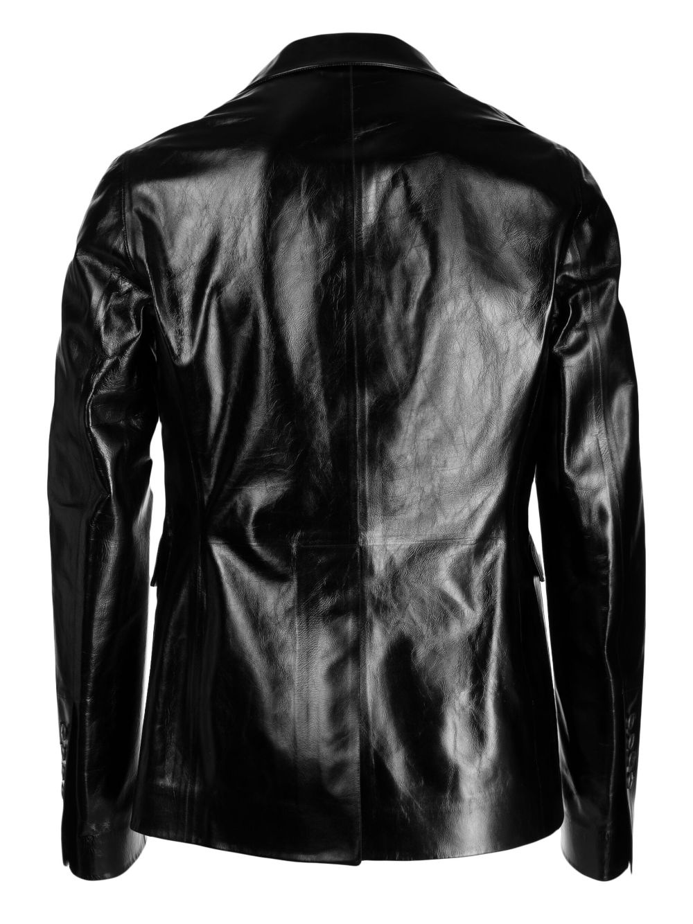 single-breasted leather blazer - 2