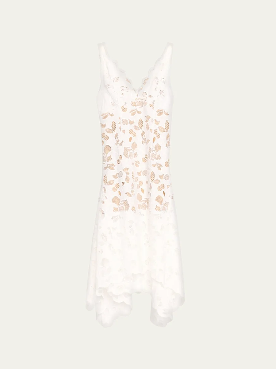 Eyelet Lace Double Strap Midi Dress - 1