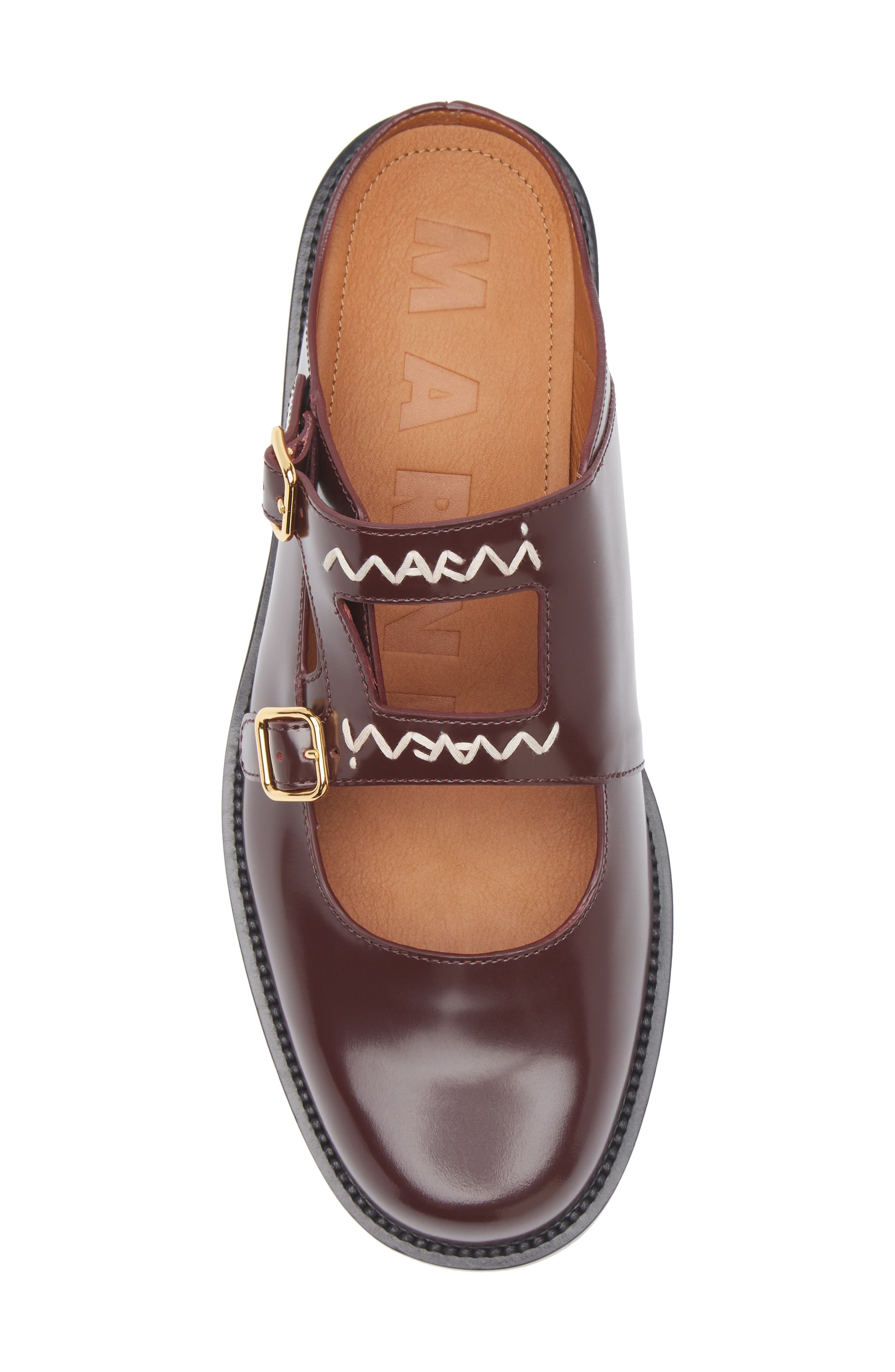 Marni Logo Embroidered Sabot Mule in Burgundy/Red at Nordstrom - 5